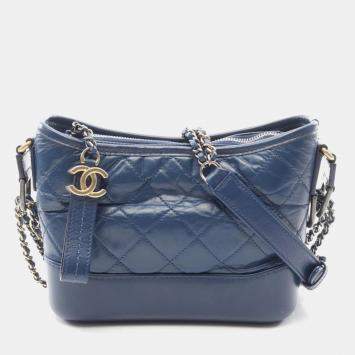 Pre Owned Chanel Gabrielle De Chanel Small Blue Calfskin Hobo Bag
