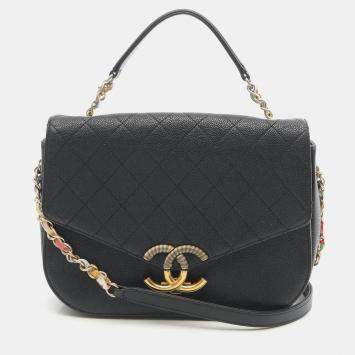 Pre Owned Chanel Coco Cuba Black Calfskin Crossbody Bag