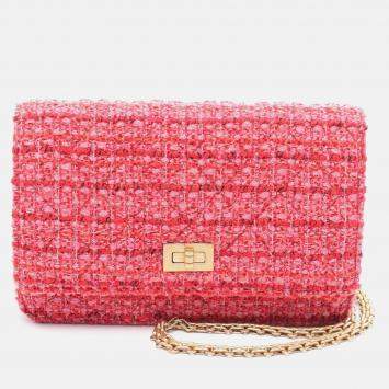 Chanel 2.55 Matelasse Crossbody Chain Shoulder Bag Fabric Red