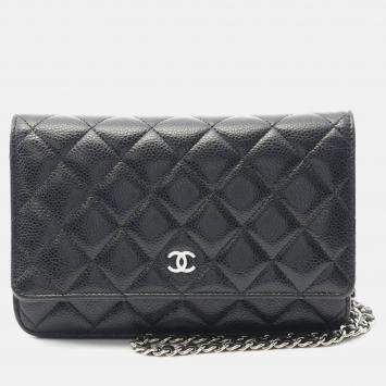 Chanel Matelasse Chain Shoulder Bag Leather Black Shw Cc Coco
