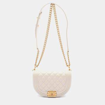 Pre Owned Chanel  Small White Leather Bag