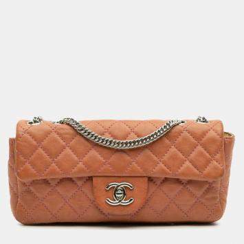 مملوكة مسبقًا Chanel Orange Classic Lambskin East West Single Flap