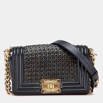 مملوكة مسبقًا Chanel Small Braided Black Sheepskin Boy Flap
