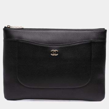 Pre Owned Chanel Black Calfskin Neo Executive Clutch