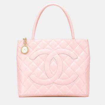 Pre Owned Chanel Pink Caviar Medallion Tote