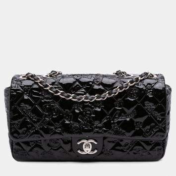 Pre Owned Chanel Black Medium Patent Lucky Symbols Flap
