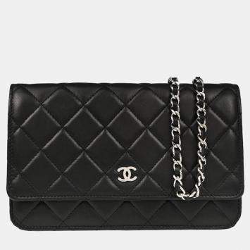 Pre Owned Chanel Black Lambskin Classic WOC Wallet On Chain