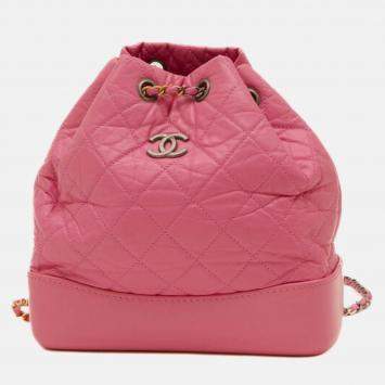 Pre Owned Chanel Gabrielle Pink Leather Chain Backpack