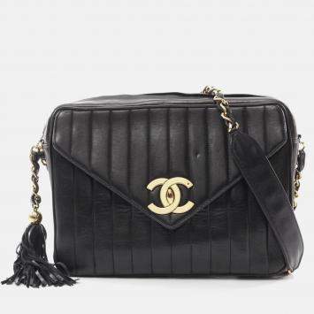 Pre Owned Chanel Mademoiselle Shoulder Bag Lambskin Black