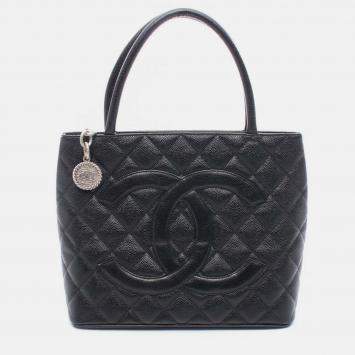 Pre Owned Chanel Black Caviar Medallion Tote