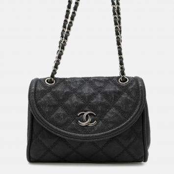 Pre Owned Chanel Wild Stitch Chainbag Black Caviar Leather
