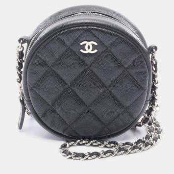 Pre Owned Chanel Matelasse Black Calfskin Crossbody PST Chain Shoulder Bag