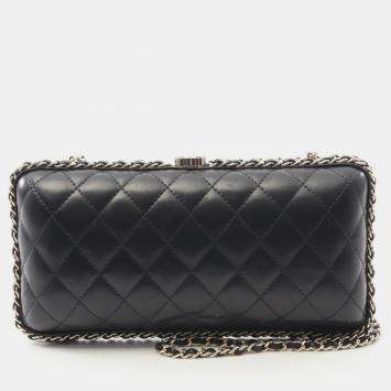 Pre Owned Chanel Matelassé Black Lambskin Crossbody Chain Shoulder Bag GHW