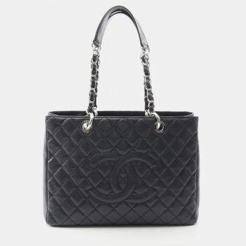 Pre Owned Chanel Matelasse GST Black Calfskin Chain Bag SHW 