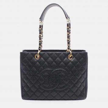 Pre Owned Chanel Black Caviar Grand Shopping Tote