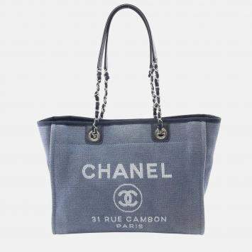 Pre Owned Chanel Blue Small Canvas Deauville Tote