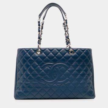 Pre Owned Chanel Blue Caviar Grand Shopping Tote XL
