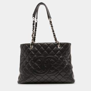 Pre Owned Chanel Black Caviar Grand Shopping Tote