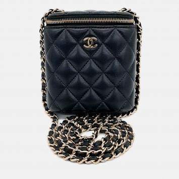 Pre Owned Chanel Mini Black Leather Vanity Crossbody Bag