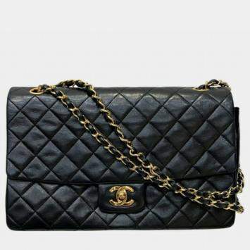 Pre Owned Chanel CC Black Lambskin Leather Shoulder Bag