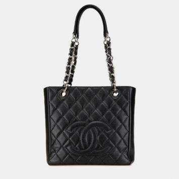 Pre Owned Chanel Matelasse PST Black Caviar Skin Shoulder Bag