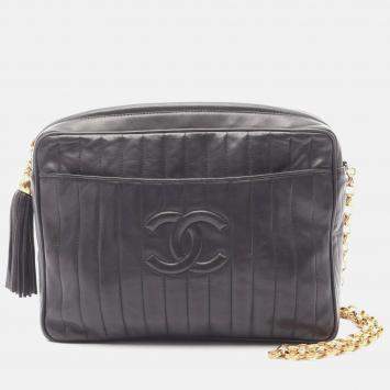 Pre Owned Chanel Mademoiselle Coco CC Gray Lambskin Crossbody Chain Shoulder Bag GHW