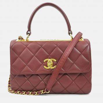 Pre Owned Chanel Trendy Burgundy Leather Shoulder Bag