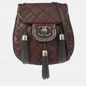 Pre Owned Chanel Paris Edinburgh Coco Sporran Fringe Brown Calfskin Shoulder Bag