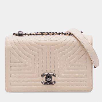Pre Owned Chanel Brown Small Quilted Calfskin Korean Garden Flap