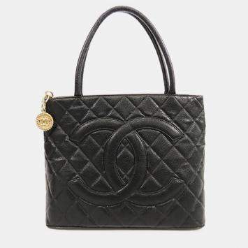 Pre Owned Chanel Black Caviar Medallion Tote