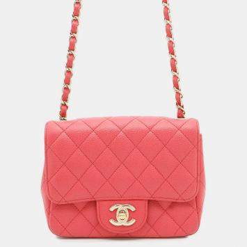 Pre Owned Chanel Matelassé Pink Caviar Leather Chain Shoulder Bag