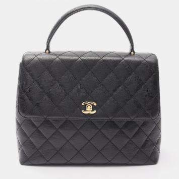 Pre Owned Chanel Matelasse Handbag Calfskin Black Ghw Cc Coco