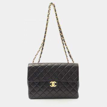 Pre Owned Chanel Jumbo Matelasse 30 Single Flap Chain Shoulder Bag Lambskin