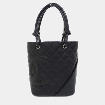 Pre Owned Chanel Cambon Ligne Black Leather Shoulder Bag