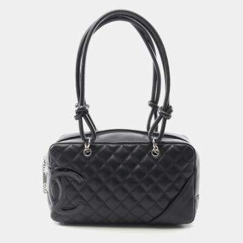 Pre Owned Chanel Cambon Ligne Black Patent Leather Bowling Bag