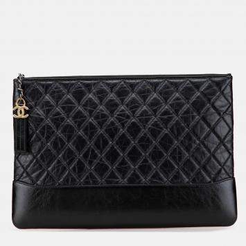 Pre Owned Chanel Large Aged Calfskin Gabrielle O Case Clutch