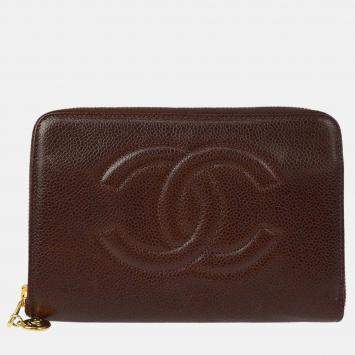Pre Owned Chanel CC Small Brown Calfskin Wallet 