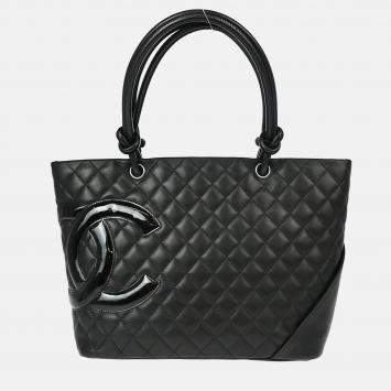 Pre Owned Chanel Cambon Ligne Black Calfskin Tote Bag