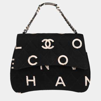 Pre Owned Chanel Black Canvas Chain Handbag