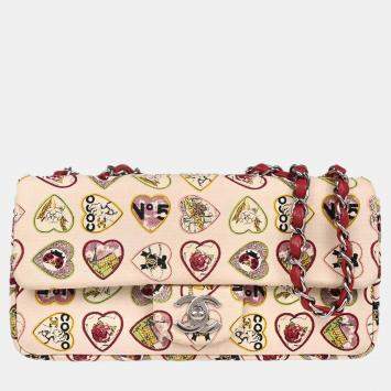 Pre Owned Chanel Pink Canvas Valentine Chain Shoulder Bag