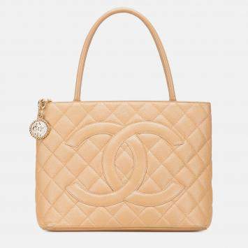 Pre Owned Chanel Brown Caviar Medallion Tote