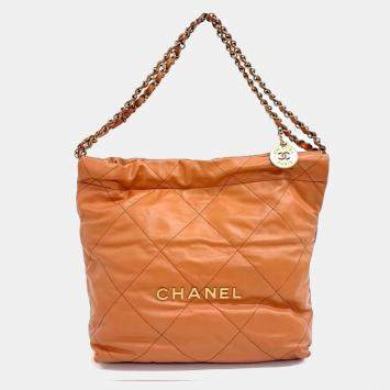 Pre Owned Chanel Orange Leather 22 Bag 30