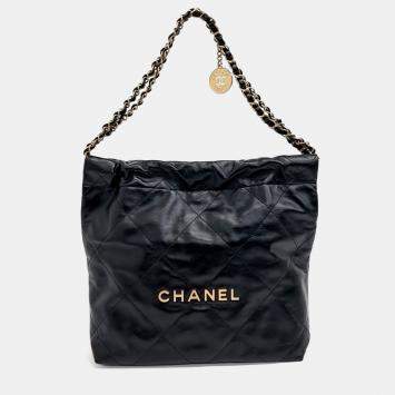 Pre Owned Chanel Black Leather 22 Bag