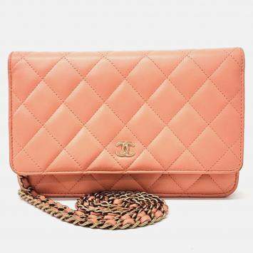 Pre Owned Chanel Orange Leather WOC Mini Crossbody Bag