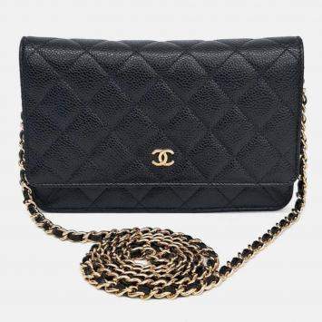 Pre Owned Chanel Black Caviar WOC Mini Crossbody Bag