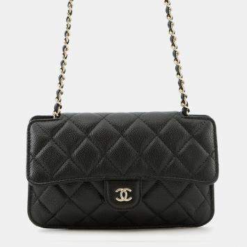 Pre Owned Chanel Eco Matelasse Black Multicolor Caviar Nylon Shoulder Bag