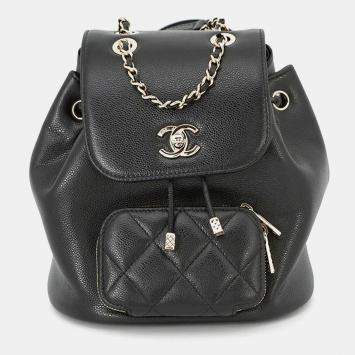 Pre Owned Chanel Matelasse Black Caviar Leather Backpack