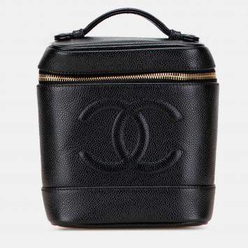 Pre Owned Chanel Black CC Caviar Vanity Bag