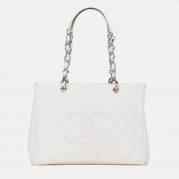 Pre Owned Chanel White Caviar Grand Shopping Tote