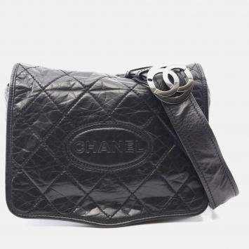 Pre Owned Chanel Wild Stitch  Black Calfskin Crossbody Shoulder Bag